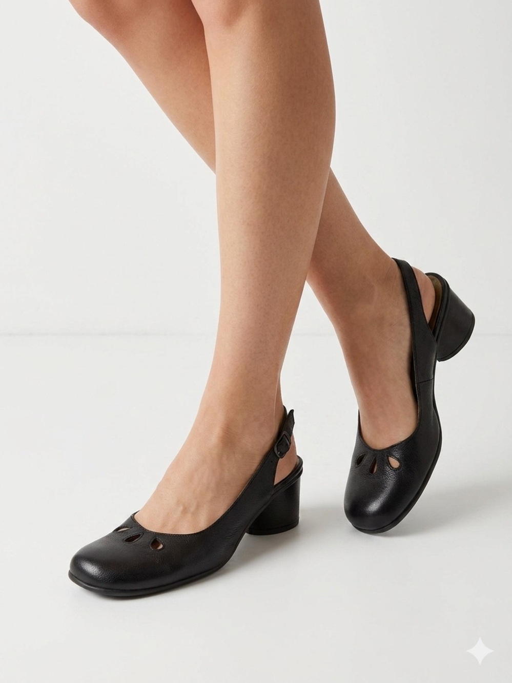 Fly London Shia Black Leather Slingback Pumps Retro Boho Chic Heels 40 US 9